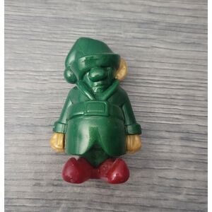 Elf Plastic Figure Green Body Red Shoes Gold Ears Hands Christmas Holiday